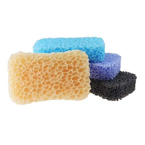 HEALIFTY 4 Stücke Badeschwamm Natürliche Peeling Scrubber Weiche Dusche Schwamm Pads für Männer Frauen (Lila Schwarz Blau Orange)