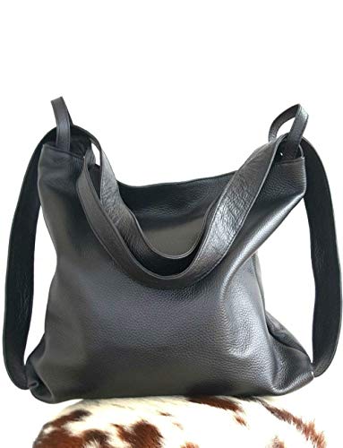 Damen lederrucksack tasche Schwarz handgemacht italenischen