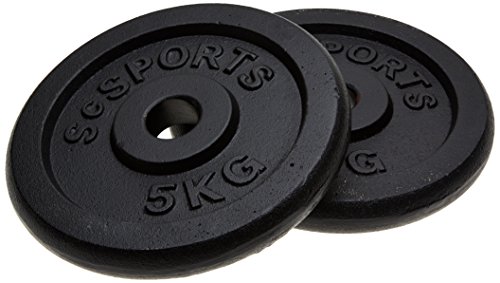 ScSPORTS Scheibenset mit 30 mm Bohrung, 10 kg, Guss, 2 x 5 kg