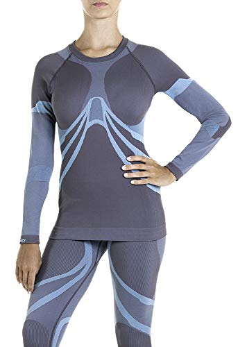 XAED Damen Ski-Funktionshemd, Grau/Hellblau, Medium, skiunterwäsche damen