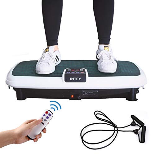 INTEY Vibrationsplatte Vibrationsgerät für Ganzkörper Traningsgerät mit 2 Expandern und Fernbedienung, Vibrationstrainer bis zu 120Kg belastbar