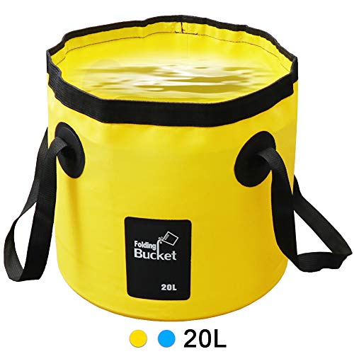 LIVEHITOP Falteimer Faltschüssel 20L - Tragbarer Faltbarer Eimer Wasserträger Wasserkanister für Camping, Angeln, Picknick, Outdoor, Yellow