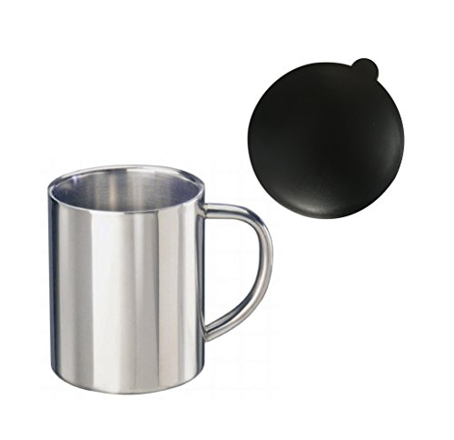 Edelstahlbecher Campingtasse Reisebecher 0,3l doppelwandig Thermo Becher (Mit Deckel)