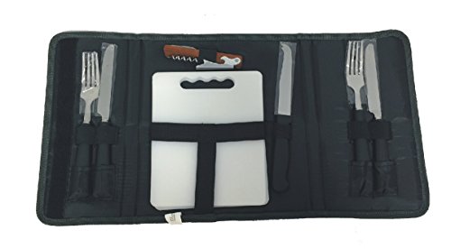 Picknickgeschirr Picknickbesteck Campinggeschirr Reisebesteck (schwarz)