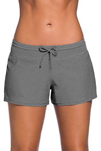 Damen Badeshorts Kurze Badehose UV Schutz Shorts Strand Wassersport Boardshorts Schnell Trocknendes Schwimmhose Schwimmshorts (Schwarz 40-42(Etikettgr.M))