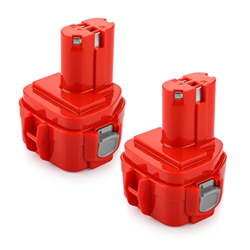 [2 Stück] POWER-XWT 12V 3,0Ah Ni-Mh Werkzeug Akku für Makita 1220 1222 PA12 1233S Rot Ersatzakku