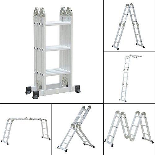 Tatayang Leiter Mehrzweckleiter, 6 in 1 Anlegeleiter Aluleiter Multifunktionsleiter Klappleiter Gelenkleiter Stehleiter, Vielzweckleiter Leitergerüst mit 4x3 Sprossen, belastbar bis 150 kg