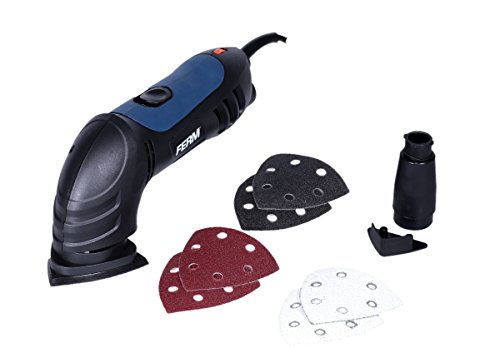 FERM DSM1009 Deltaschleifmaschine 280W - Mit 6-teiligen Schleifpapierset (P80) und Staubabsaugungsadapter