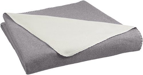 AmazonBasics - Fleecedecke, 220 x 240 cm, Grau/Cremefarben