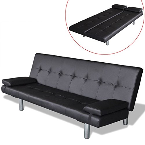 vidaXL Kunstleder Sofabett Sofa Couch Schlafcouch Schlafsofa Bettsofa + 2 Kissen