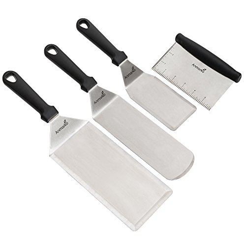 Exklusives Grillwender Set aus hochwertigem Edelstahl - BBQ Grillset in erstklassiger Qualität für Hamburger & Braten - Bratenwender und Bratenheber für Indoor und Outdoor