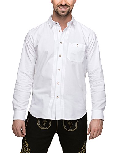 Stockerpoint Herren Mika2 Trachtenhemd, Weiß, Large
