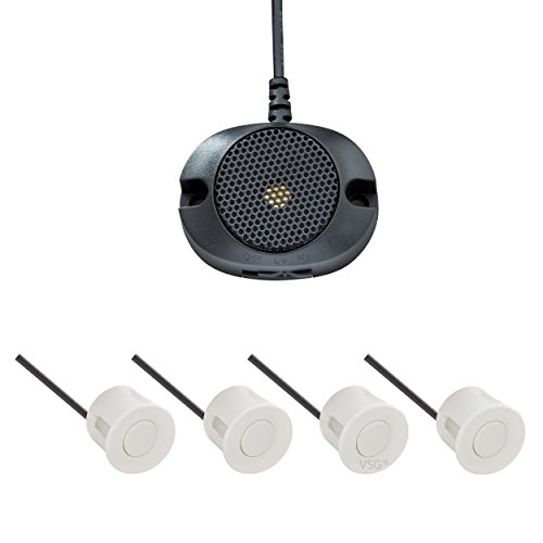 VSG Einparkhilfe mit einem akustischen Signalgeber und inklusive 4 Sensoren in weiß für hinten