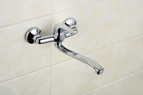 Wandarmatur für Küche Bad oder Keller mit Auslauf lang schwenkbar Chrom 4100-7