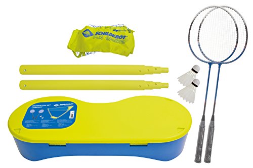 Schildkröt Funsports Federball Compact Netz Schläger Bälle 2 Spieler Badminton Set, Gelb/Blau, One size