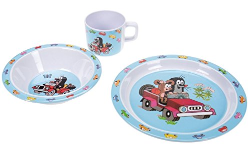 Kindergeschirr 'Der kleine Maulwurf' - Auto: Aus Melamin, 3-teilig