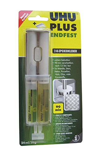 UHU 45585 - 2-Komponentenkleber, Doppelkammerspritze, Plus Endfest, 25 g / 24 ml