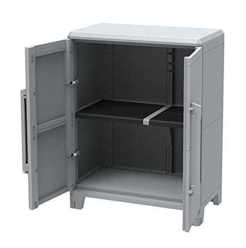 Kreher Gartenschrank aus Kunststoff. Mit modularen Böden, abschließbaren Türen und Metallscharnieren. IP43 geprüft in 3 Verschiedenen Größen. (M)