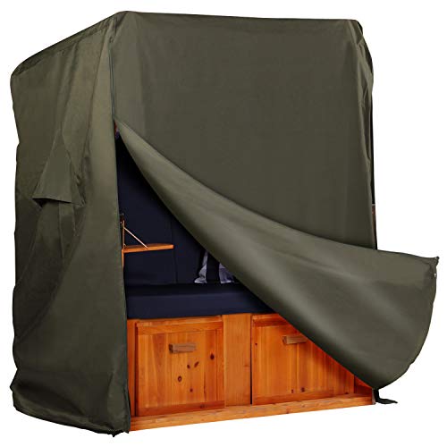 Strandkorb Hanse Schutzhülle aus 600 D Oxford Gewebe, Premium Strandkorbhülle in grün, Winterfest