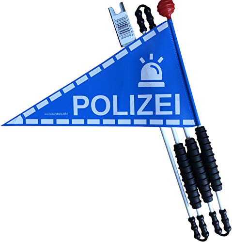 Karl Drais  Fahrradwimpel Polizei aus reißfester Heavy Duty LKW Plane | Fahrrad Wimpel | Jungen Sicherheitswimpel Polizisten (Fahrradfahne)