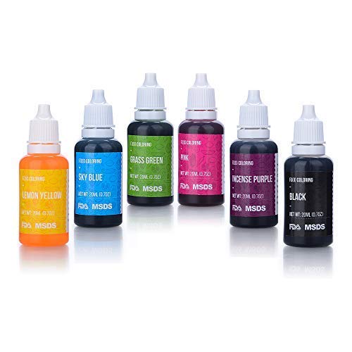Lebensmittelfarbe Lebensmittel Farben Colouring Set hochkonzentriert zuckerfrei für Kuchen Keks Macaron Fondant Backen Getränken 6 * 20ml