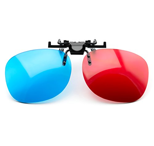 PRECORN 3D Brille rot blau Clip-On für Brillenträger Rot/Cyan (3D-Anaglyphenbrille) PC-Spiele UVM.