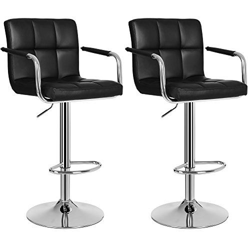 Songmics 2 x Barhocker mit Armlehnen Lehne Belastbar bis 200 kg schwarz LJB93B
