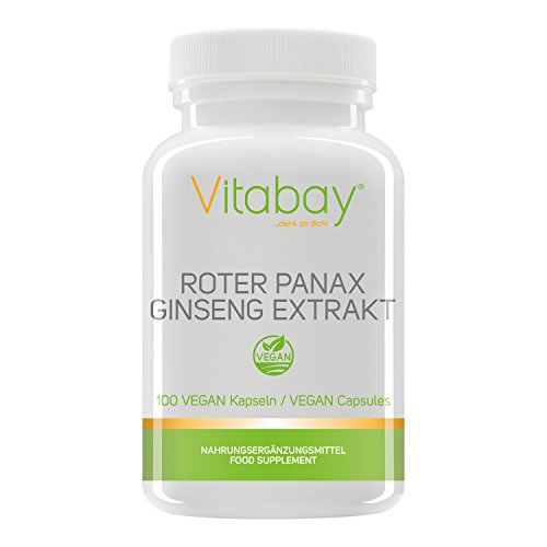 Roter Panax Ginseng Extrakt 1200 mg pro Verzehrmenge - Koreanischer Ginseng C. A. Meyer (100 vegane Kapseln)