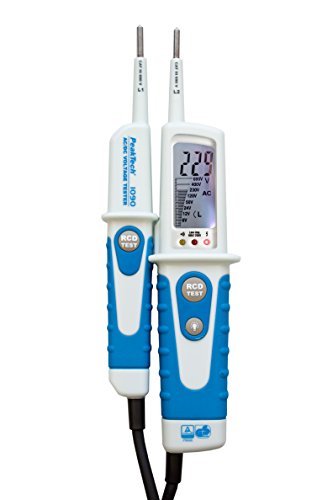 PeakTech 1090 – 2-Poliger AC/DC Spannungsprüfer mit LCD-Display & Taschenlampe, Staub- & Spritzwasser geschützt (IP64), FI-Test, Durchgangsprüfer, Polaritätsanzeige, Spannungsmesser 6V - 690V