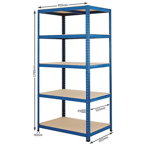 Certeo Schwerlastregal | HxBxT - 178x90x60cm | Tragkraft bis zu 200 kg pro Fachboden | Tiefe 60cm | Belastbar mit insgesamt 1000 kg | Metallregal Kellerregal Lagerregal Werkstattregal Garagenregal