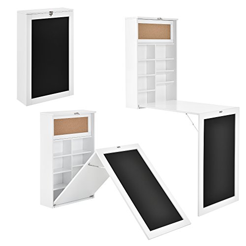 [en.casa] Moderner Wandklapptisch Schreibtisch in weiß MDF Zum Ausklappen