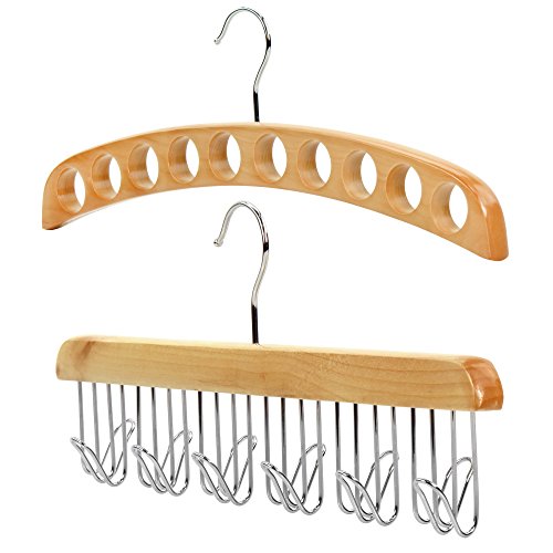 Hangerworld 43cm Gürtelhalter und 43cm Schalhalter Set Naturfarben