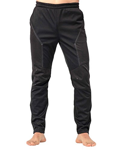 Inbike Lang Radhose de Winter für Sport Herren Laufhose Überhose Bekleidung(Schwarz&Grau,XL)