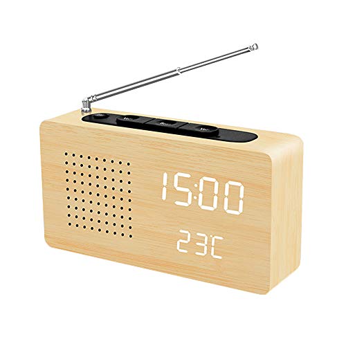 Digital Radiowecker,LAOPAO Reto FM Radio mit Temperatur Zeit Anzeige und Alarmfunktion für Küchen Schlafzimmer Büro Wohnzimmer