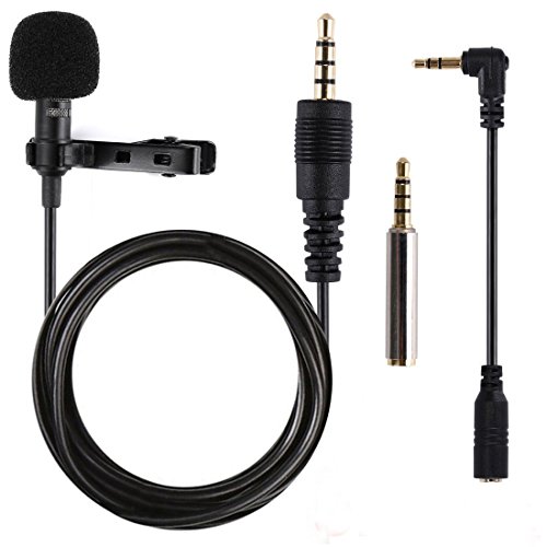 Lavalier Mikrofon, Omnidirectional Kondensator Lapel Mic mit Einfacher Clip on System, Perfekt für Recording Interview / Video Conference / Podcast / Voice Dictation / Phone