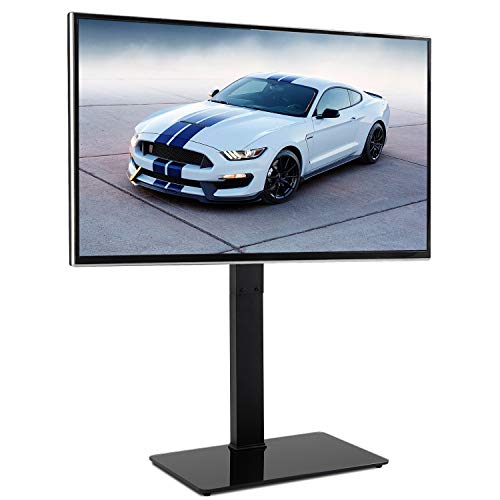 RFIVER Universal für 32-75 Zoll TV Ständer TV Bodenständer Fernsehstand Rack Standfuss LCD/LED/Plasma Flach & Curved Fernseher Schwenkbar Höhenverstellbar Glas Schwarz TF2003