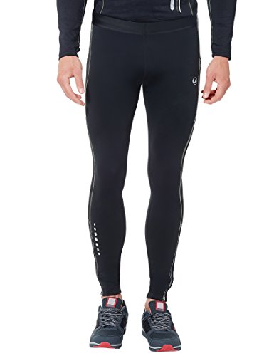 Ultrasport Herren Laufhose lang, für Laufen, Radfahren, Fitness etc., angenehmes Tragegefühl durch hohen Stretchanteil, mit Quick-Dry-Funktion, Schwarz/Paloma Grau, XL