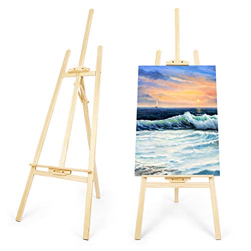 amzdeal Staffelei Leinwand Staffelei Holz groß 175cm Künstler Staffelei Ständer Natur Staffelei aus Kiefer für Academy Erwachsene