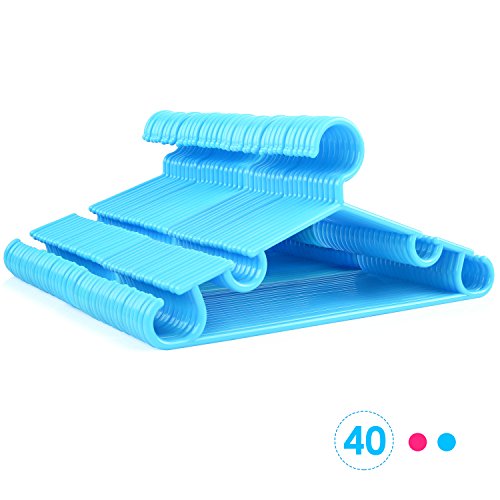 HOMFA 40er Kinderbügel Kleiderbügel 32cm Kunststoff Baby-Kleiderbügel Wäschebügel Blau (40er Blau)