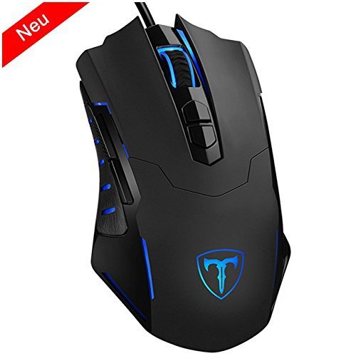 HoLife Gaming Maus, [Neue Version] Gamer Maus 7200DPI PC Gaming Maus Hohe Präzision für Pro Gamer mit 7 programmierbaren Tasten/ LED/ ergonomisches Design/ USB-Wired Maus optisch (Schwarz)