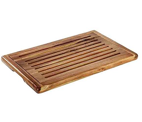 Brotschneidebrett 'AKAZIA' aus Holz, stapelbar, herausnehmbares Krümelfach, 4 Antirutschfüßchen, Akazienholz | SUN (A1 - 47,5 x 32 cm)