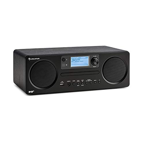 auna Worldwide CD • Internetradio mit Bluetooth • DAB/DAB+ Radio • MP3-fähiger USB-Port • mit CD-Player • Spotify Connect • AUX • App Control • Timer • schwarz