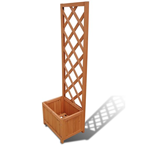 Galapara Rankgitter, Rankkasten Holz, Spalier mit Pflanzkasten in moderner Rattan-Optik, 40 x 30 x 135 cm, Topp Qualität für Garten, Terrasse und Balkon,Natur