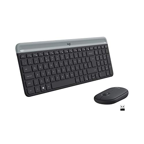 Logitech MK470 Kabelloses Tastatur-Maus-Set im schlanken Design (Flaches, kompaktes Profil, ultraleiser Betrieb, Deutsches Layout QWERTZ) graphite