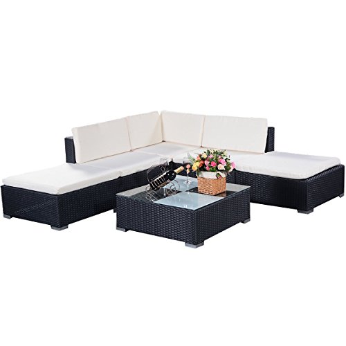 COSTWAY Poly Rattan Rattanmöbel Gartenmöbel Lounge Set Gartenlounge Gartengarnitur Gartenset Sitzgruppe Sitzgarnitur Sofa schwarz