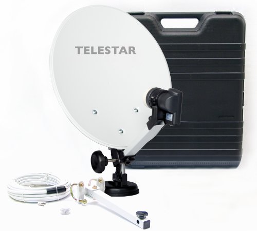 Telestar Camping-Sat-Anlage (Hartschalenkoffer, 13,7 Zoll (35 cm) Spiegel , Single-LNB (0,1dB), Kompass, Kabel 10m, diverse Halter)