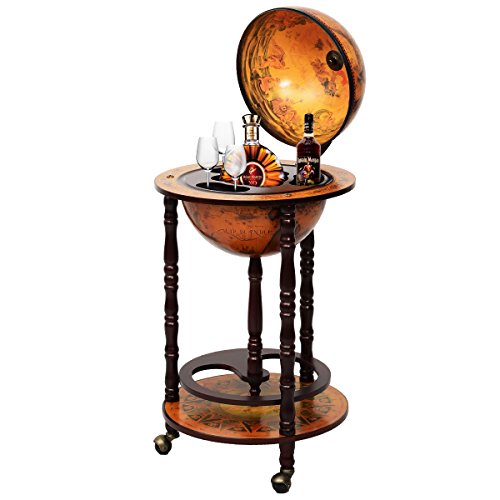 COSTWAY Globusbar Minibar Weltkugel Weinregal Flaschenregal Globus Bar Hausbar Cocktailbar Dekobar Tischbar mit Rollen