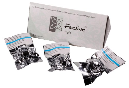 Feelino 3er-Box Weißtee-Teeblumen mit Litschi, Mango- und Pfirsich-Aroma 'Feelino triple' in toller Probier Geschenkbox, 1er Pack