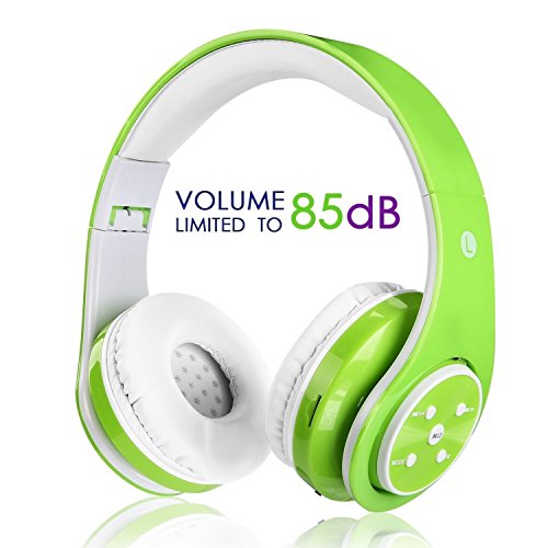 Kabellose Bluetooth Faltbare Kopfhörer für Kinder Jugendliche Leicht tragbare Headset mit Mikrofon Sportkopfhörer Hi-Fi Audio Lautstärkebeschänkung Over Ear Stereo Bügelkopfhörer. Grün