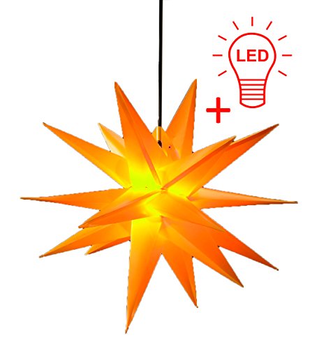 LED WEIHNACHTSSTERN 3D GELB XXL 100 cm INKL. LED-LEUCHTMITTEL Faltstern Außenstern Adventsstern wetterfest für außen und innen 4m Kabel von Dekowelt
